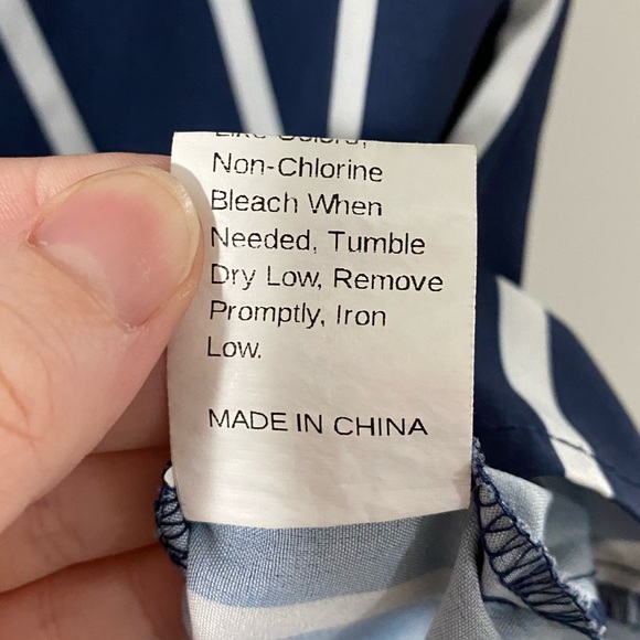 Shein Blue & White Striped Short Sleeve Blouse | M - Picture 7 of 9